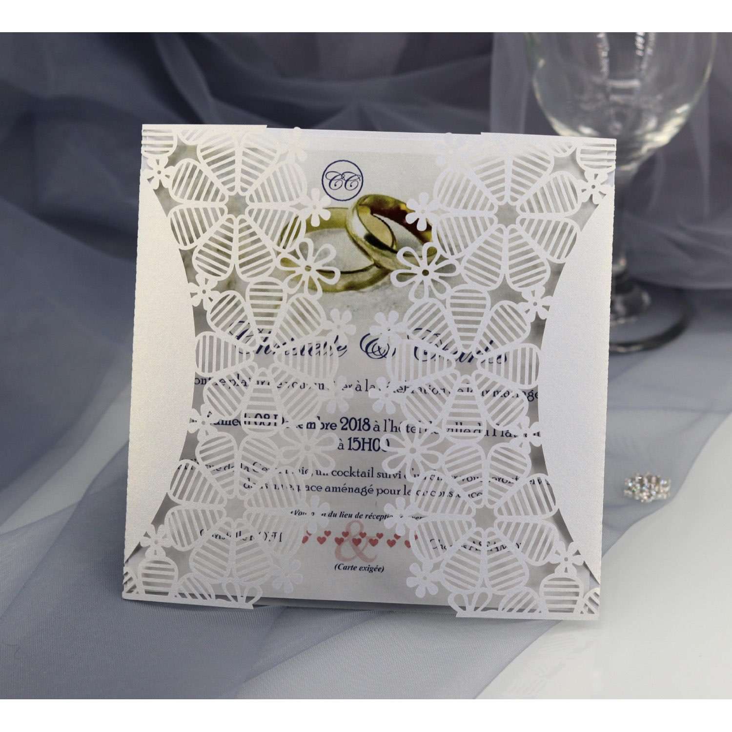 Christmas White Snowflake Card Laser Wedding Invitation Card Customization